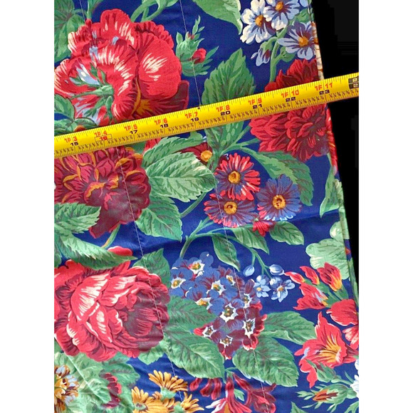 Blue Floral Curtain Valance Cottagecore English Romantic Roses 86"x23" Vintage - Picture 9 of 12